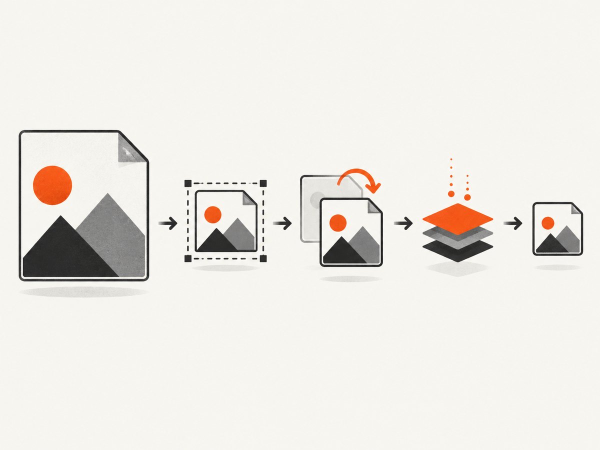 A practical reduction workflow: resize, choose a format, compress, and verify the exported bytes.