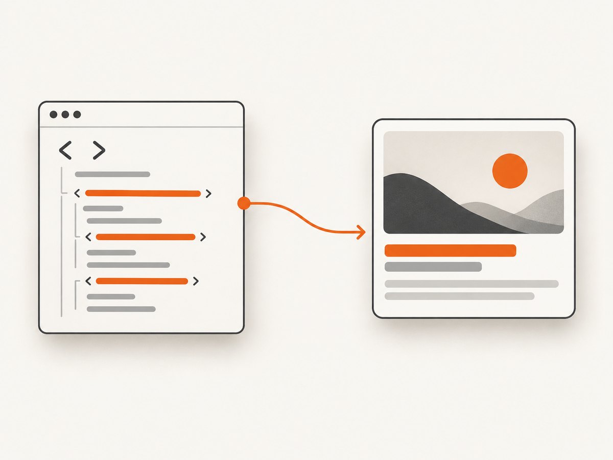 Open Graph tags in the HTML head are transformed into a rich sharing preview.