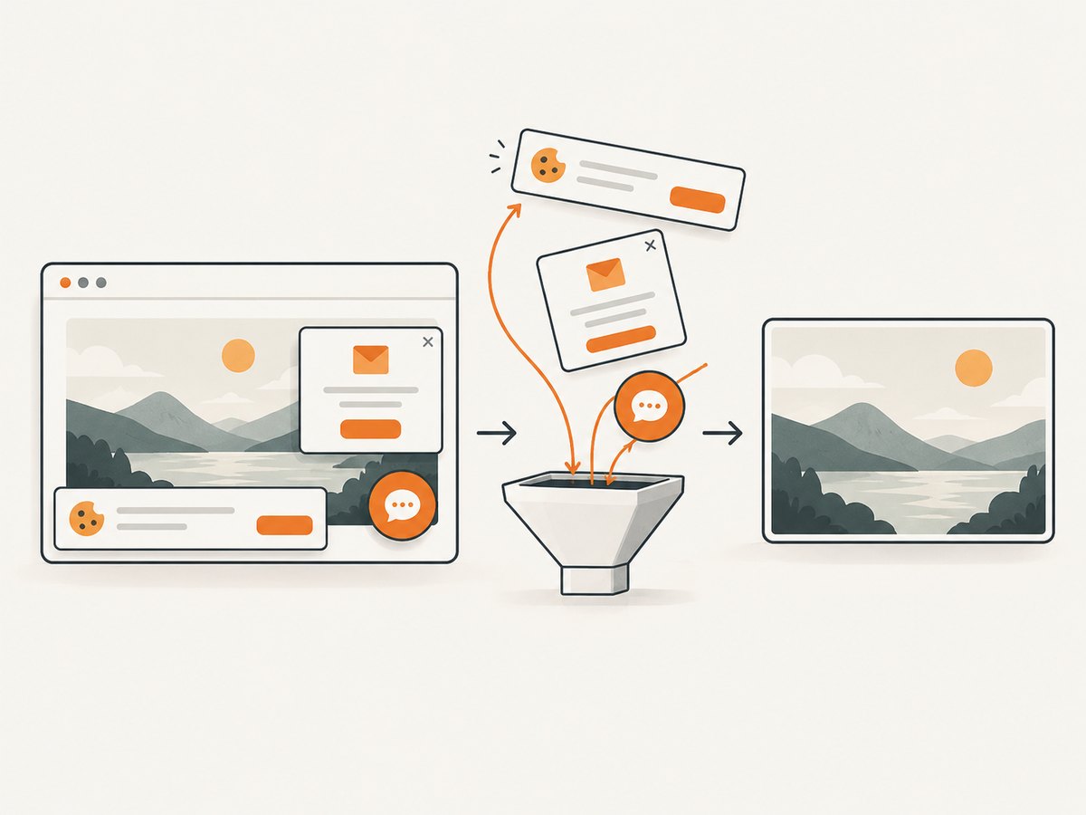 A clean capture removes overlays before the image is published as a social card.