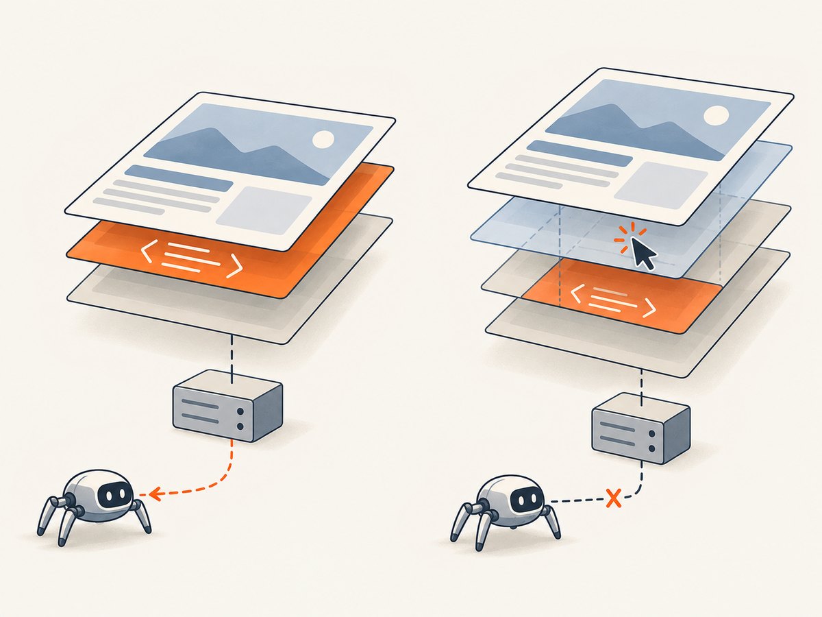 Route-specific metadata should be in the HTML the crawler can fetch directly.