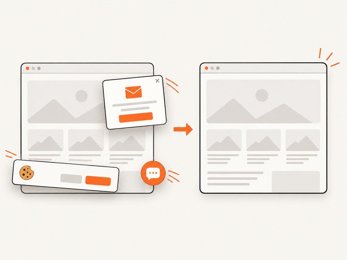 A capture service can remove consent banners and overlays before producing a usable page image.