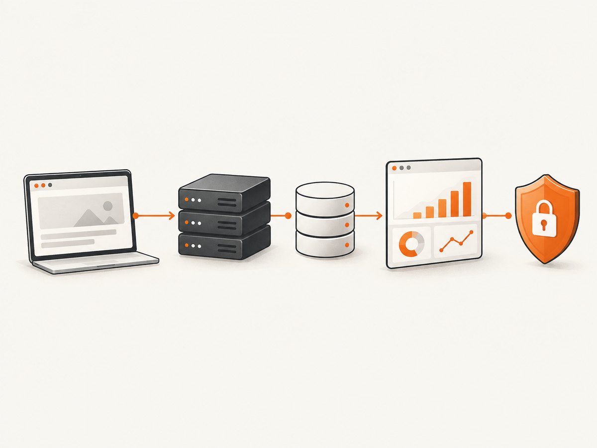 The collection path differs between browser trackers and server-log analytics.