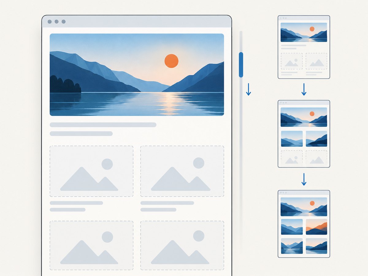 Load the important image promptly, defer offscreen images, and reserve their space in the layout.