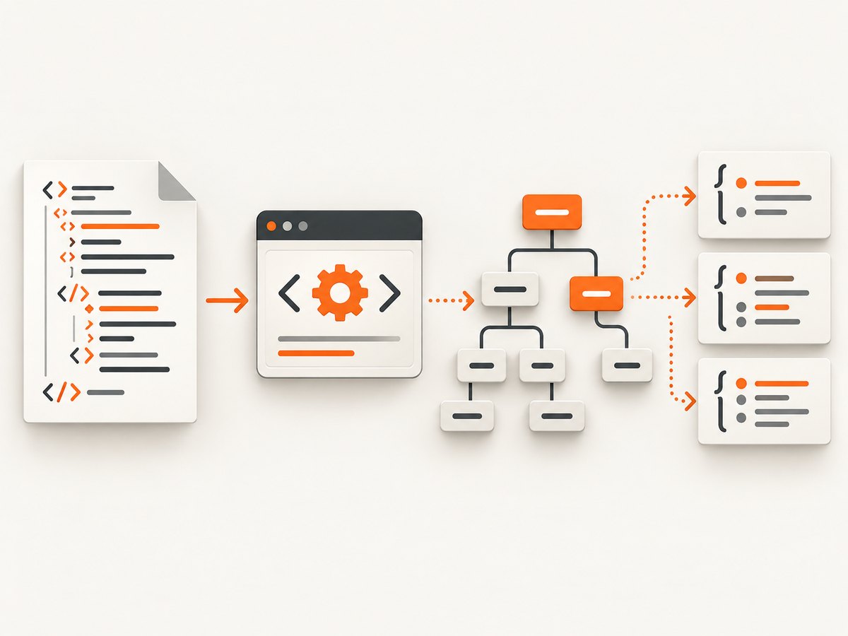 DOMParser turns XML text into a navigable document tree.