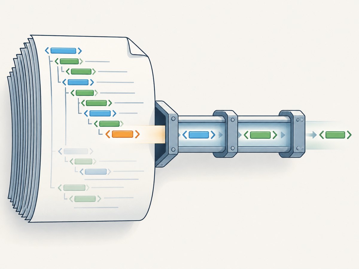 Event-driven parsing and clearing completed elements keeps large XML workloads bounded.
