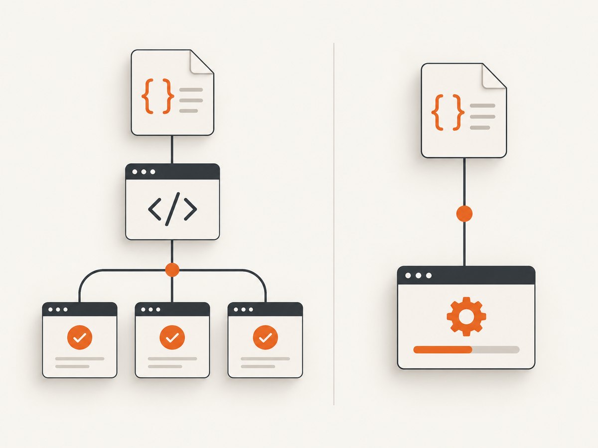 Static imports can define test cases while cy.fixture() supplies data after a test has started.