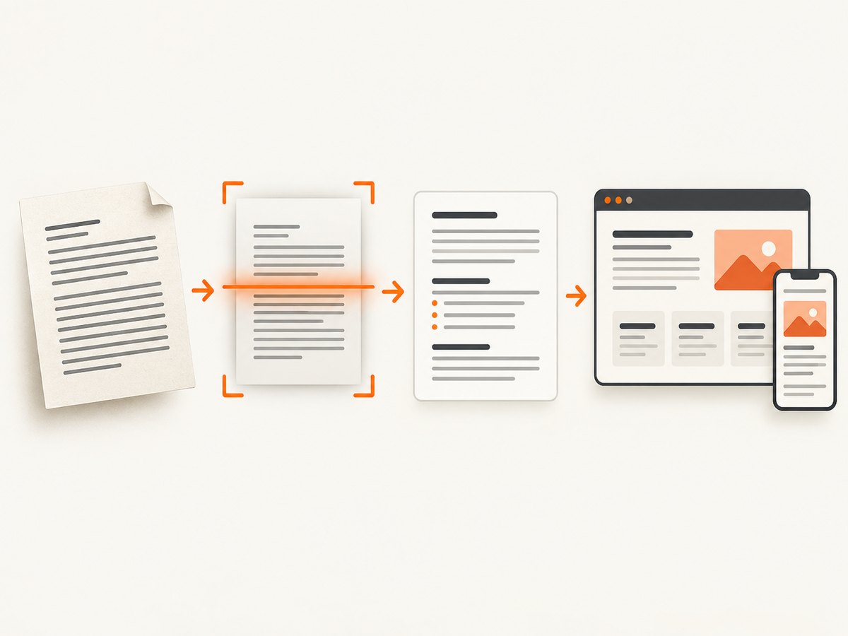 OCR creates a text layer from scans, but the resulting document still needs review and structure.