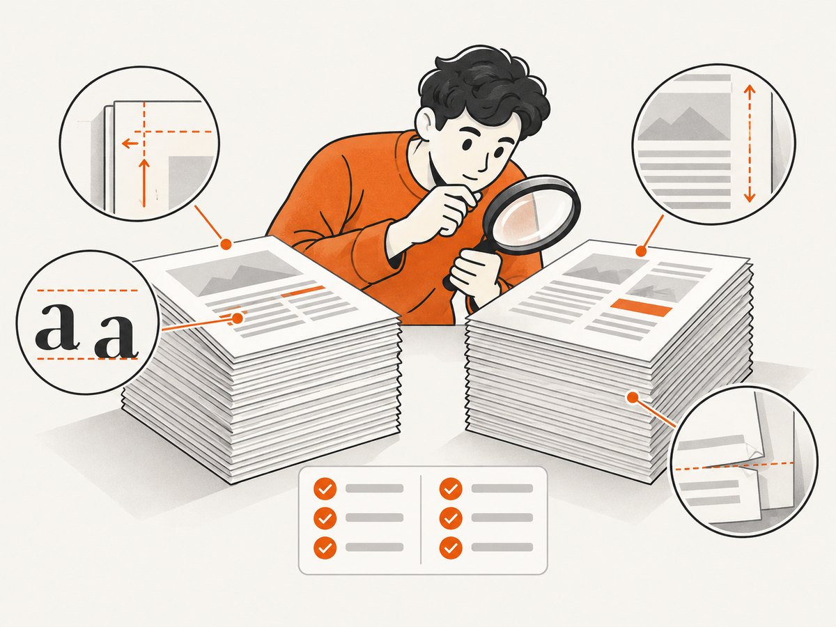 Compare a fixed fixture in a consistent order, starting with paper size and margins.
