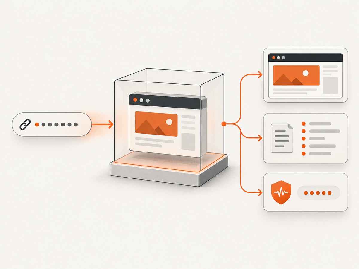 A reproducible capture pipeline preserves the URL, rendering, screenshot, and liveness metadata together.