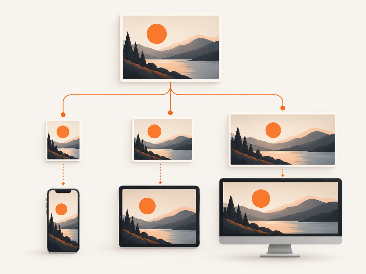Responsive variants let each screen download an image suited to its rendered size.