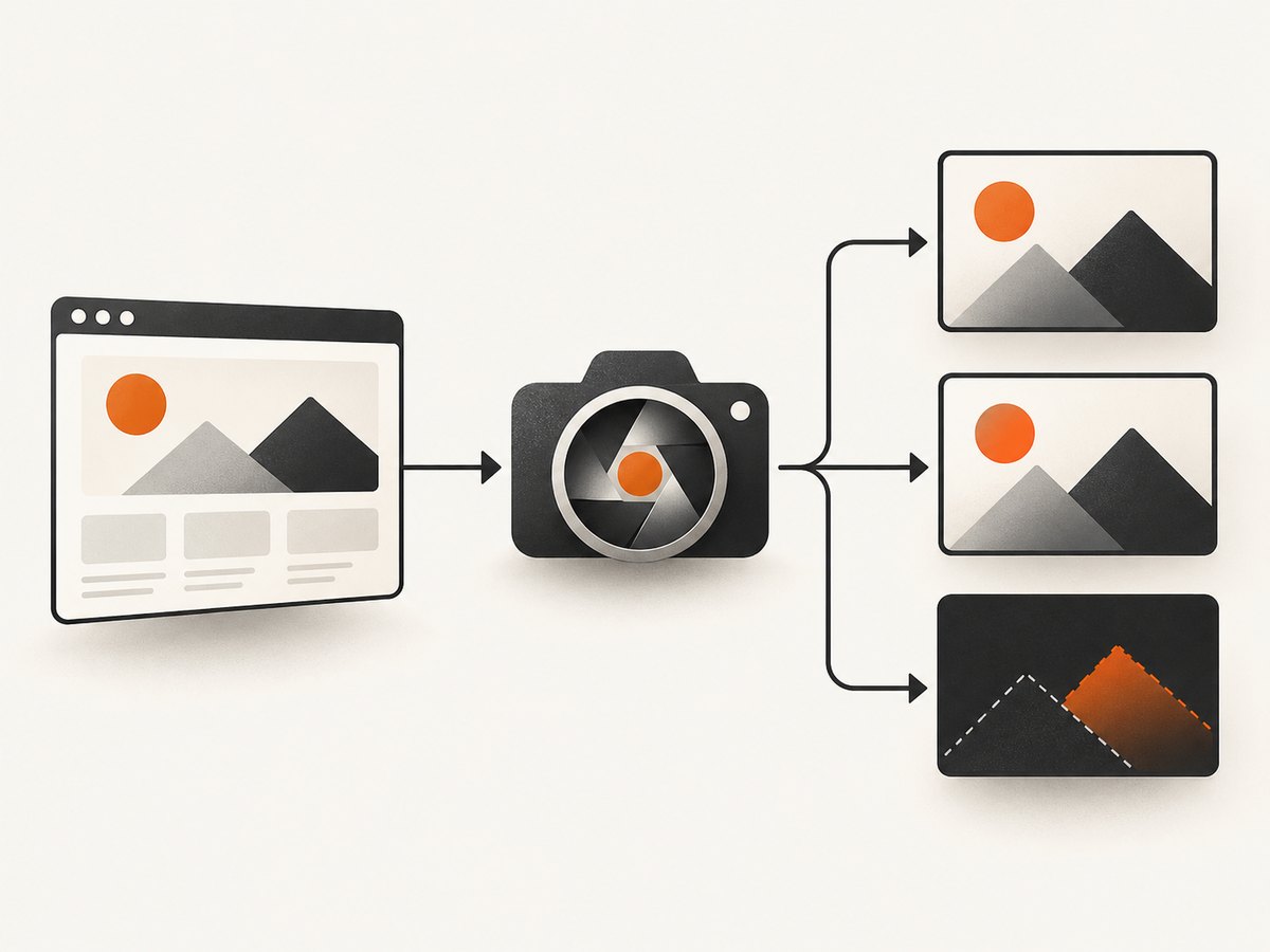 A stable page state becomes the actual image that is compared with a committed baseline and diff.