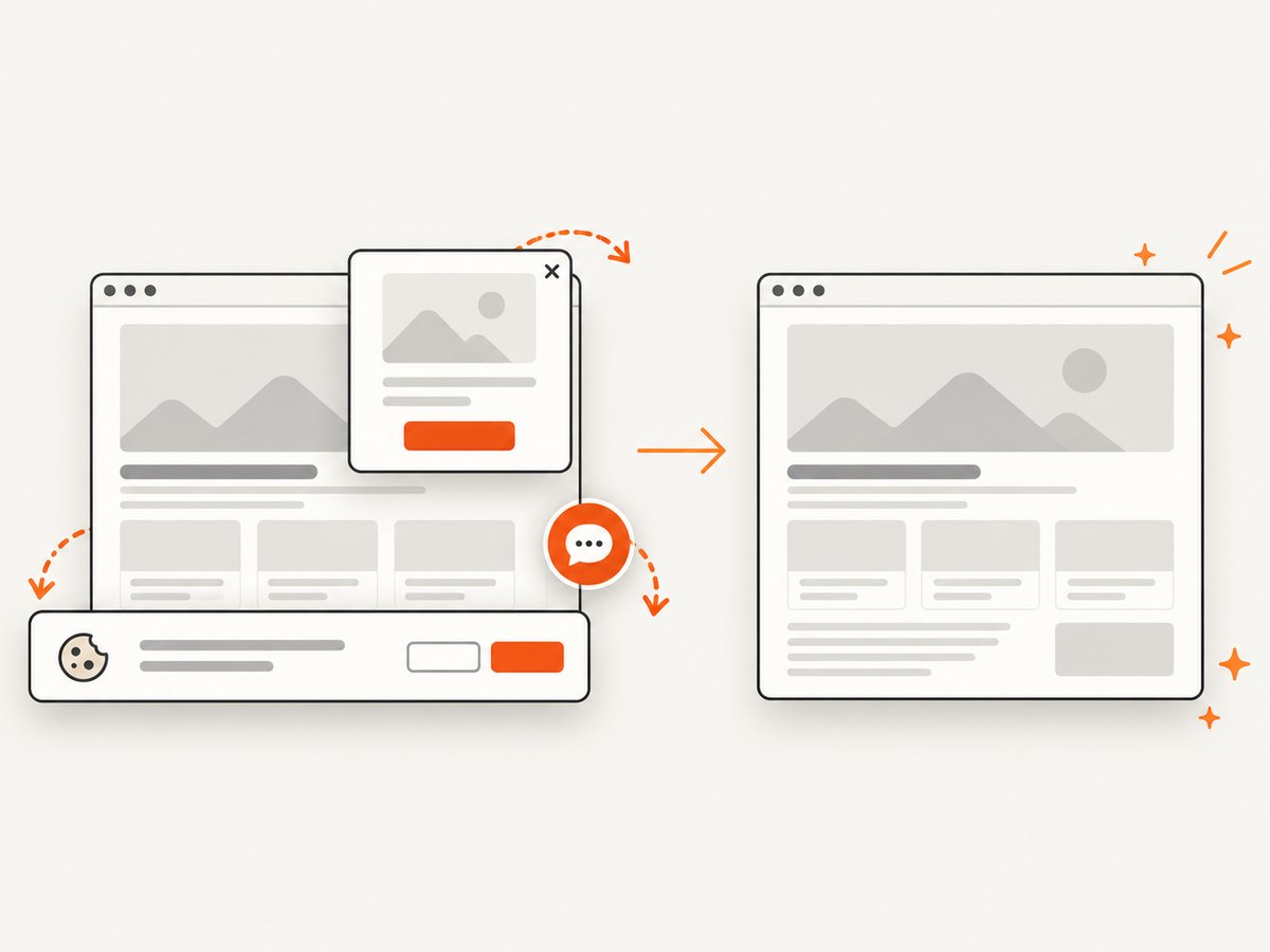 A hosted capture service can remove common consent and overlay elements before billing for a clean result.