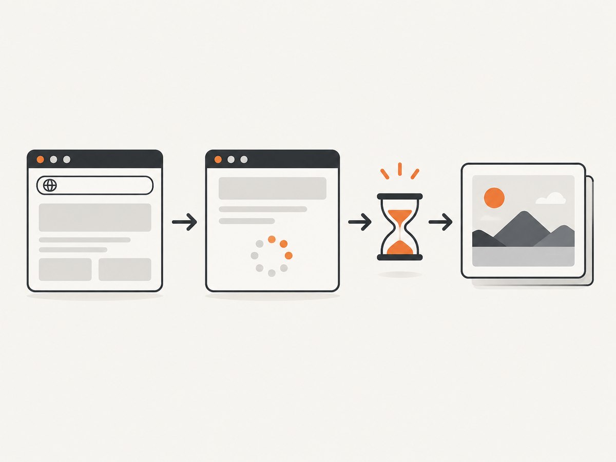A reliable capture waits for the page state before saving the image.