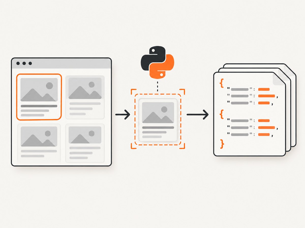 A scraper navigates, waits for a stable locator, and converts rendered content into validated records.