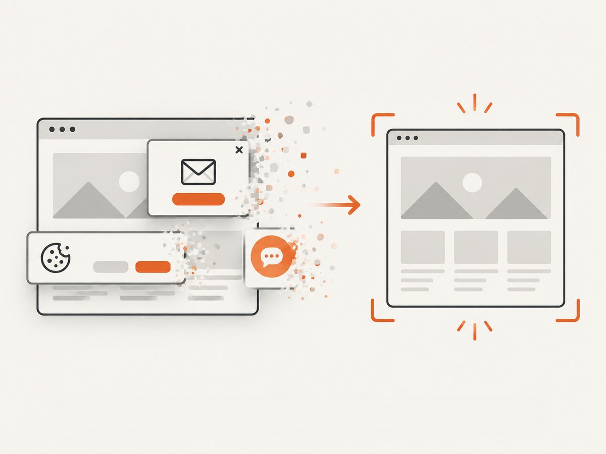 Removing transient overlays before capture keeps the screenshot focused on the page content.