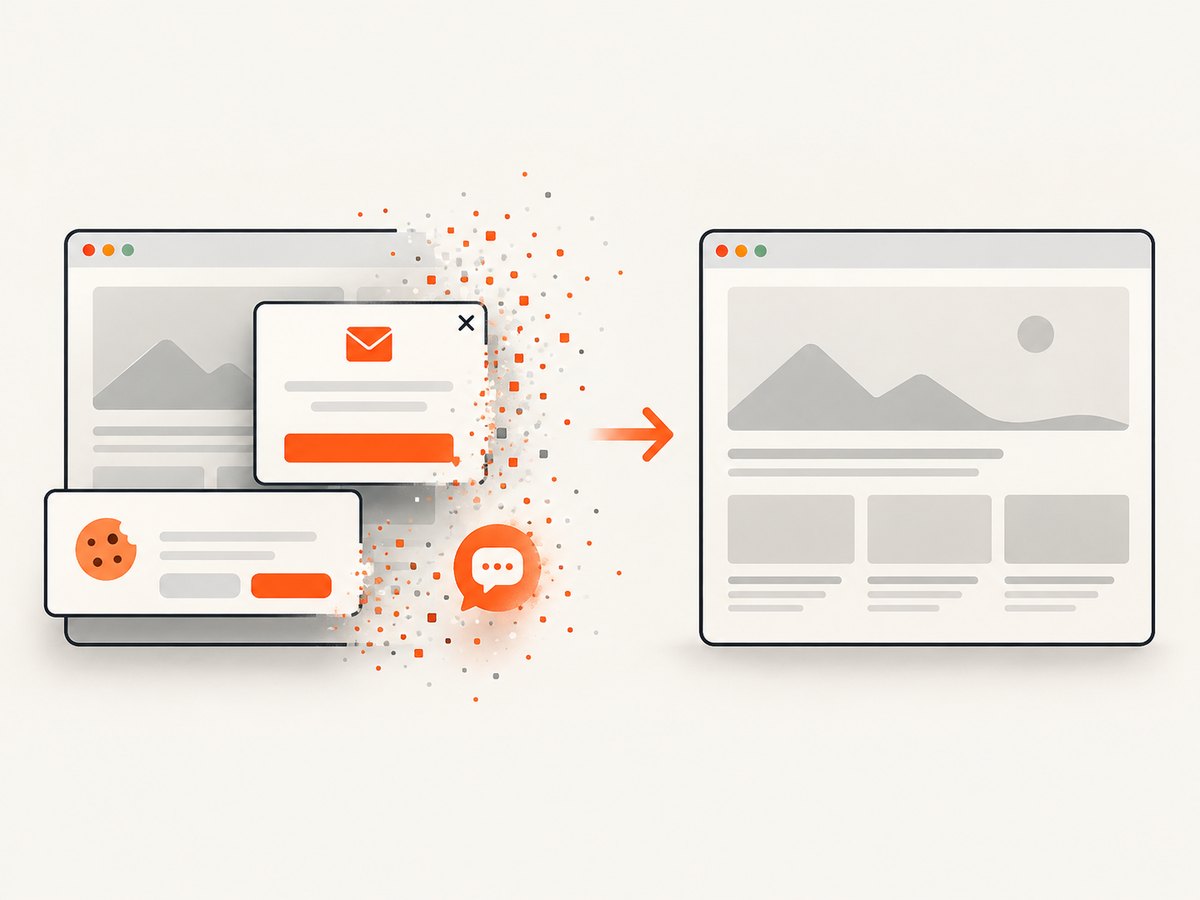 ScreenshotNeo removes common consent and overlay elements before returning a clean shot.
