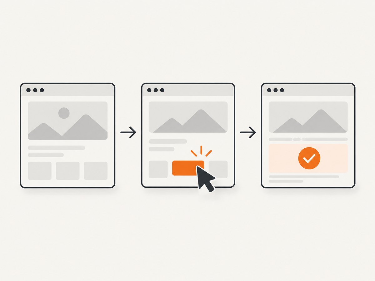 A reliable website test navigates, performs one meaningful action, and checks the visible outcome.
