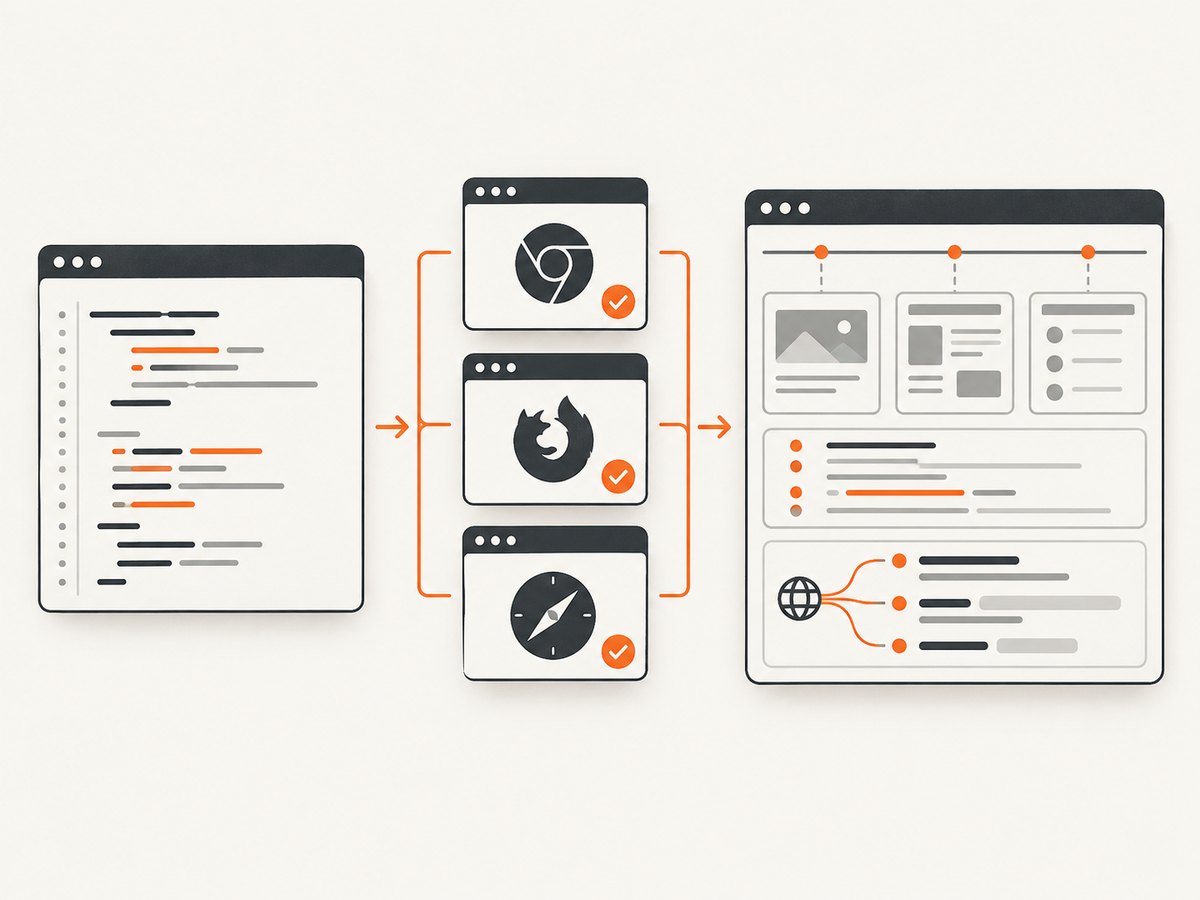 The Playwright workflow moves from authoring and execution to reports and trace inspection.