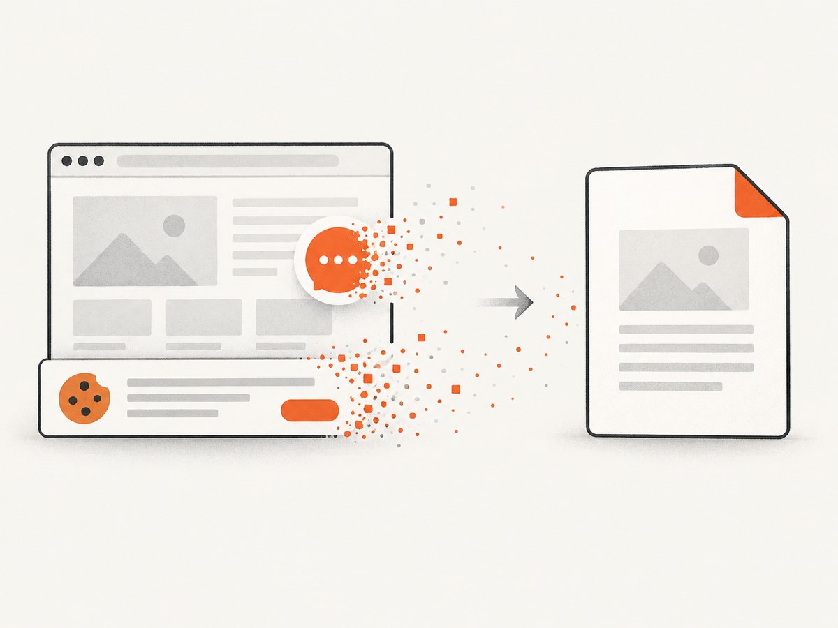 Hosted capture can remove common overlays before producing a clean page image or PDF.