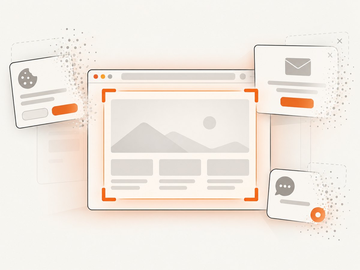 A managed screenshot service can remove common overlays before capture.