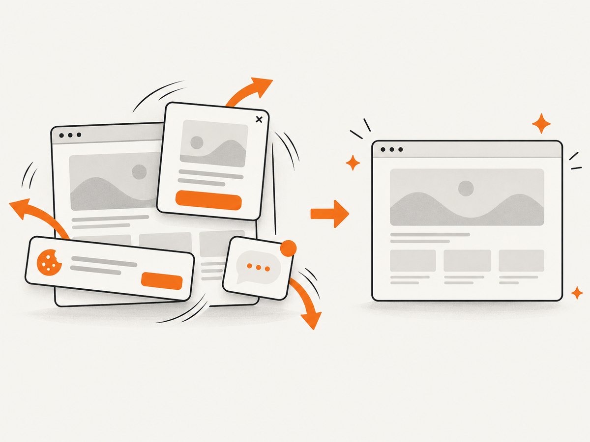 Some screenshot workflows remove common overlays before capturing the page.