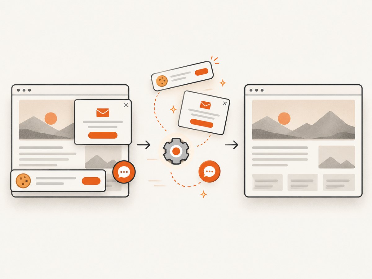 Automated capture can remove obstructive consent and overlay elements before saving the image.