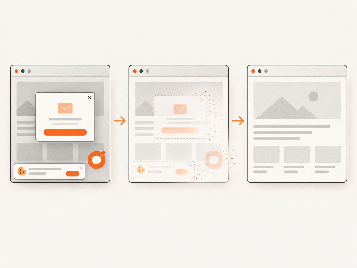 Consent banners and overlays can be removed before a hosted capture.