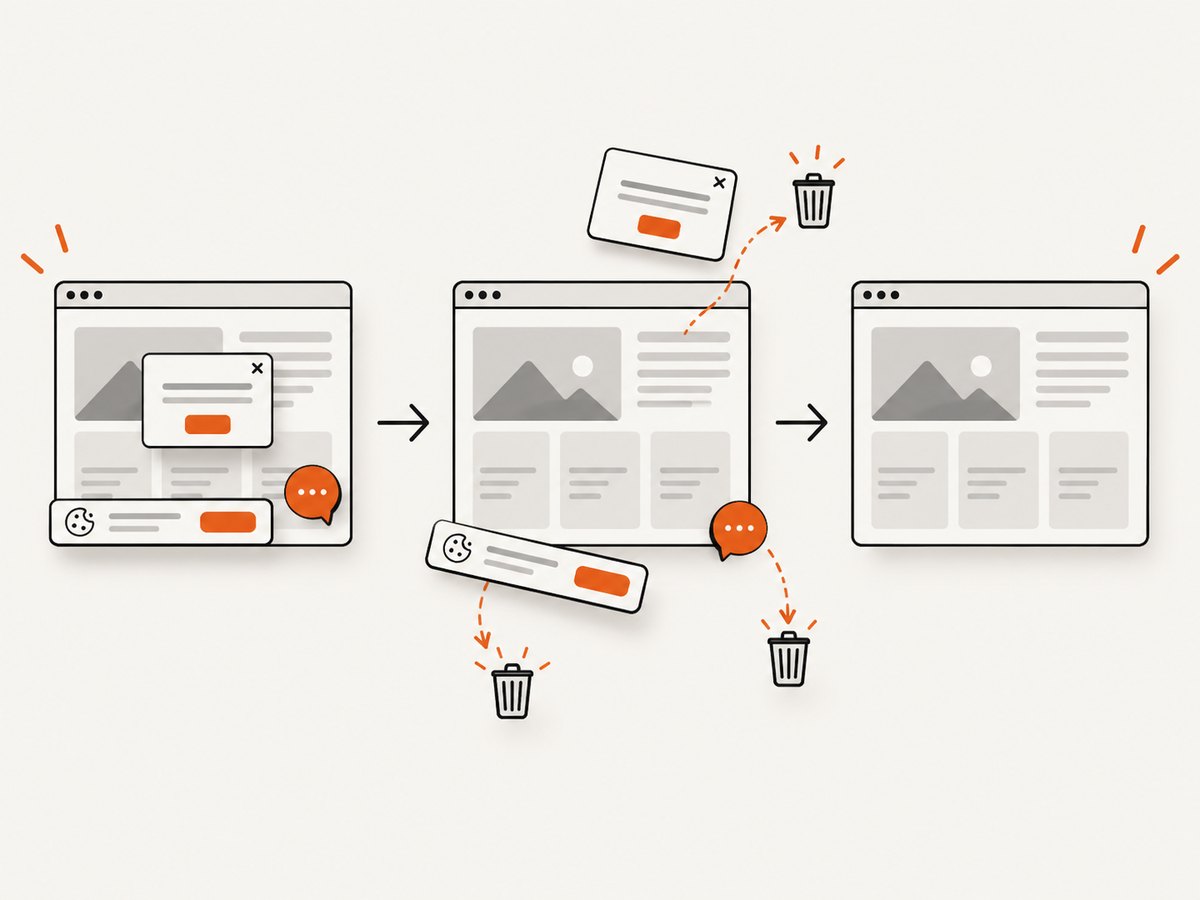 Hosted capture can remove consent banners and overlays before producing the screenshot.