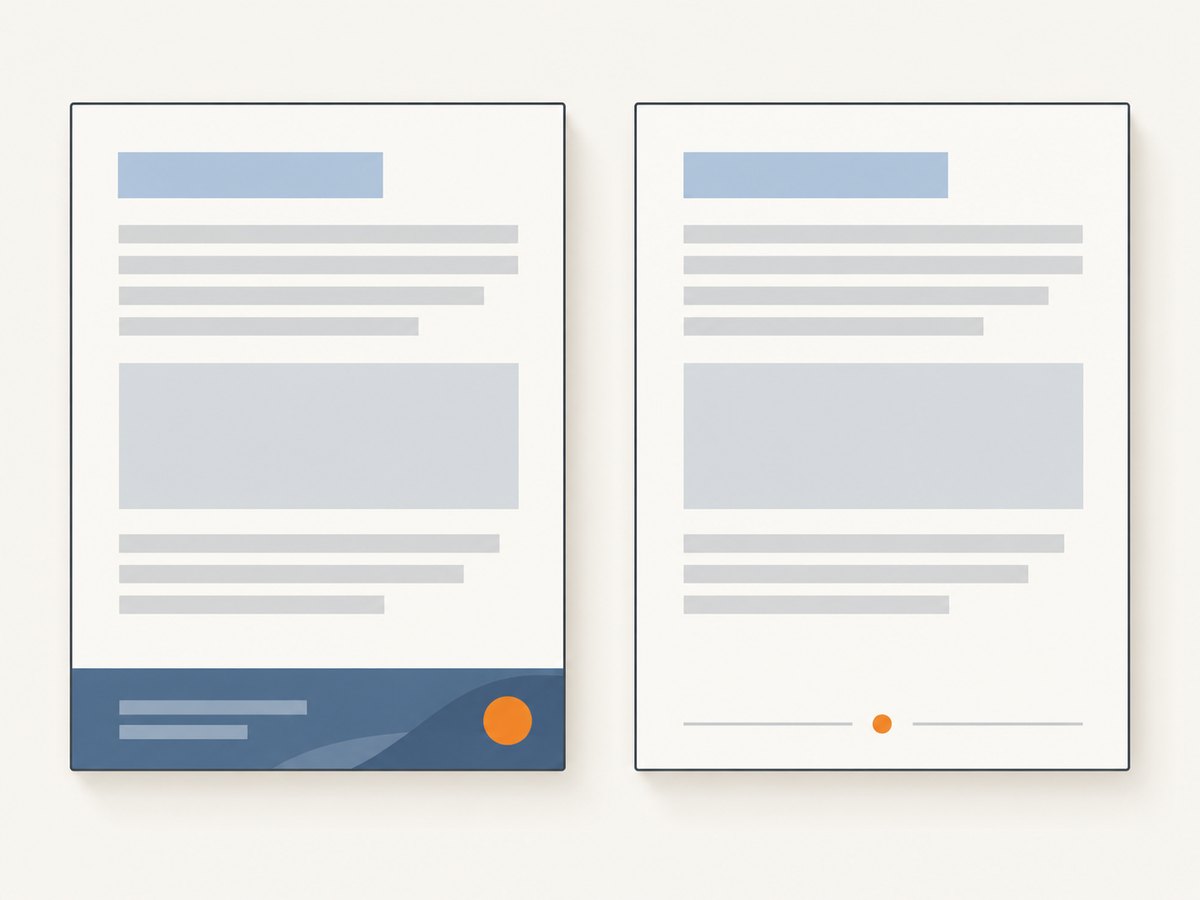 Use fixed CSS for a page-relative visual element and Puppeteer’s footer template for recurring page furniture such as numbering.