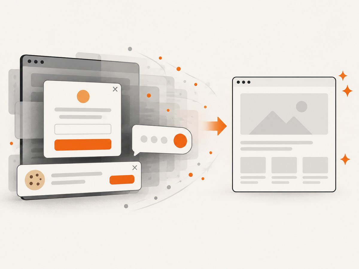 Consent and overlay handling determines whether the useful page content is visible.