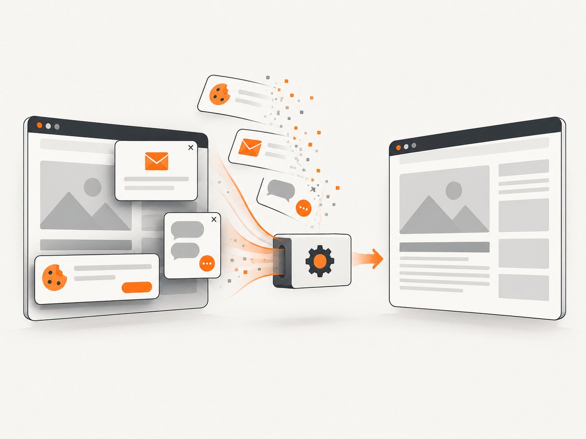 A capture service can remove common page overlays before returning the image.
