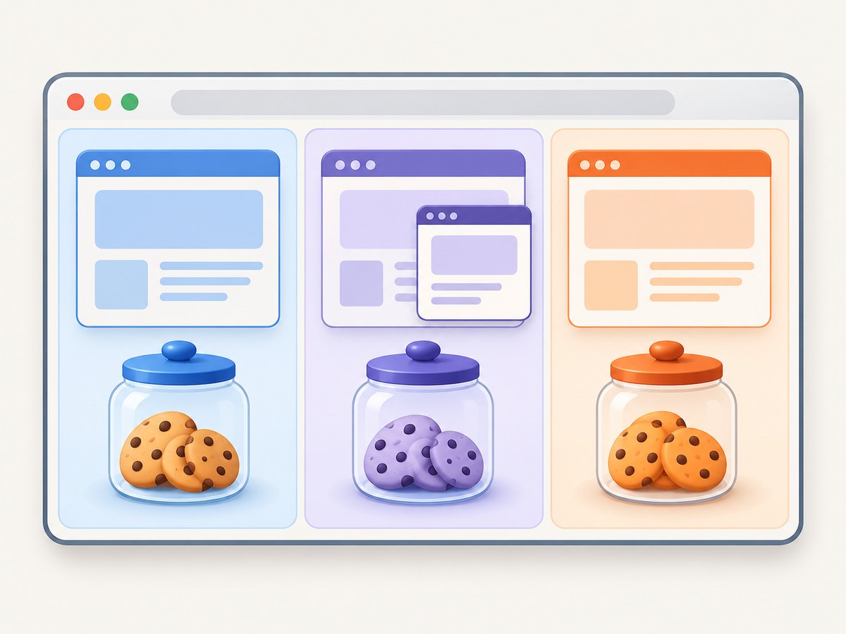 BrowserContexts isolate task storage inside one running browser, and a popup stays with its opener’s context.