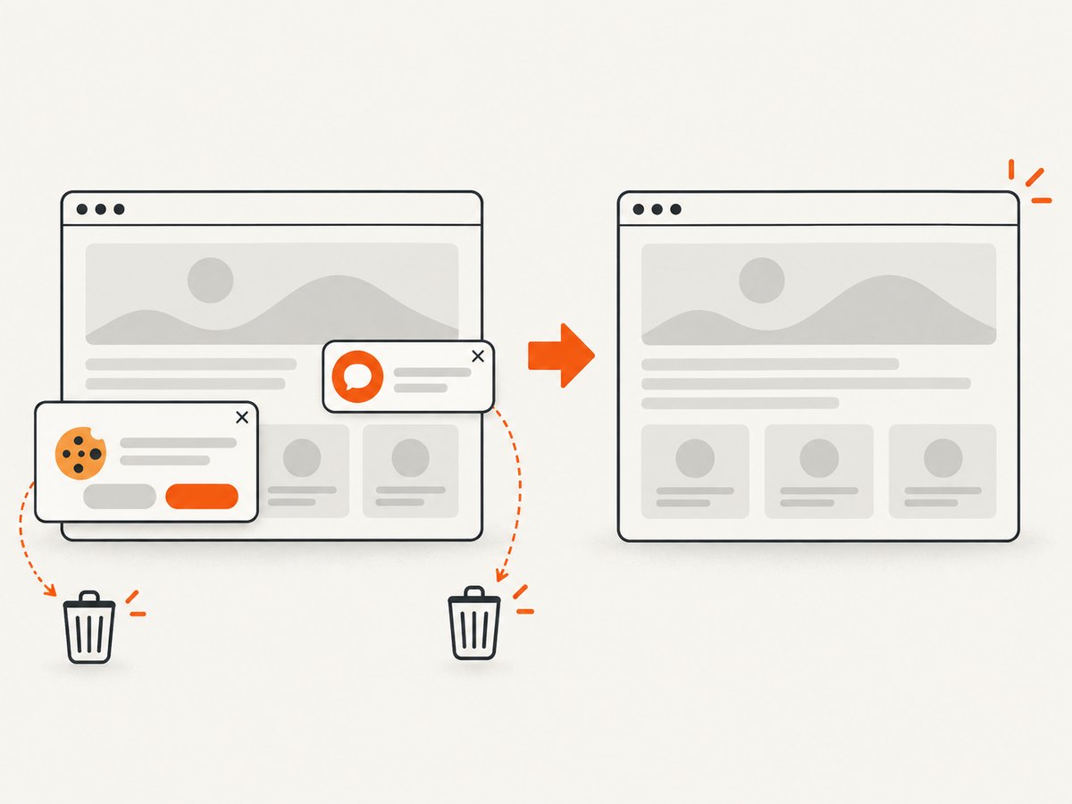A managed capture service can remove common overlays before returning the page image.