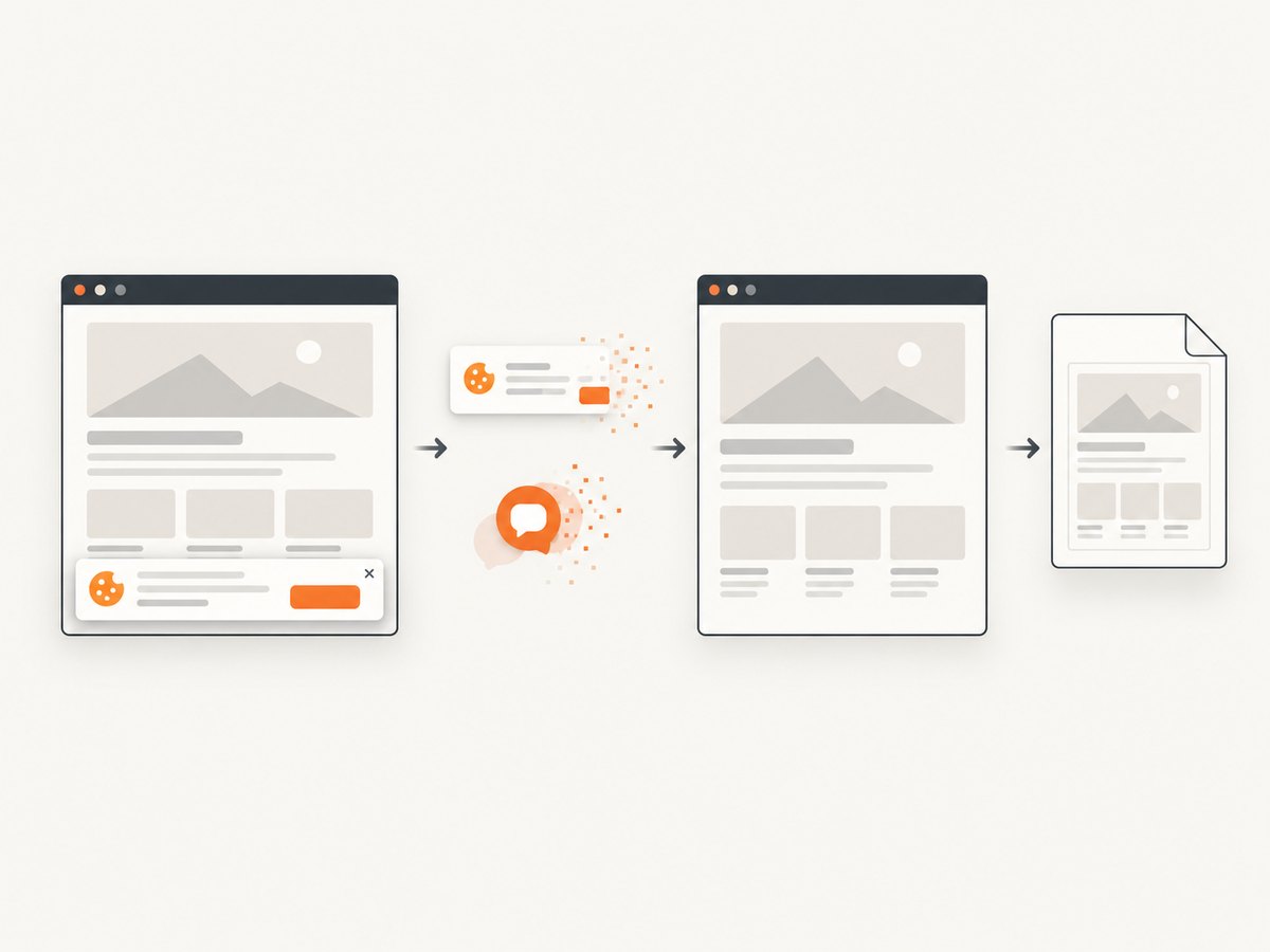 A screenshot pipeline can clean the page before capture and return an image or PDF.