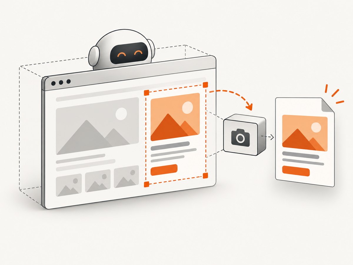 A clipped screenshot selects a defined rectangle from the rendered page.
