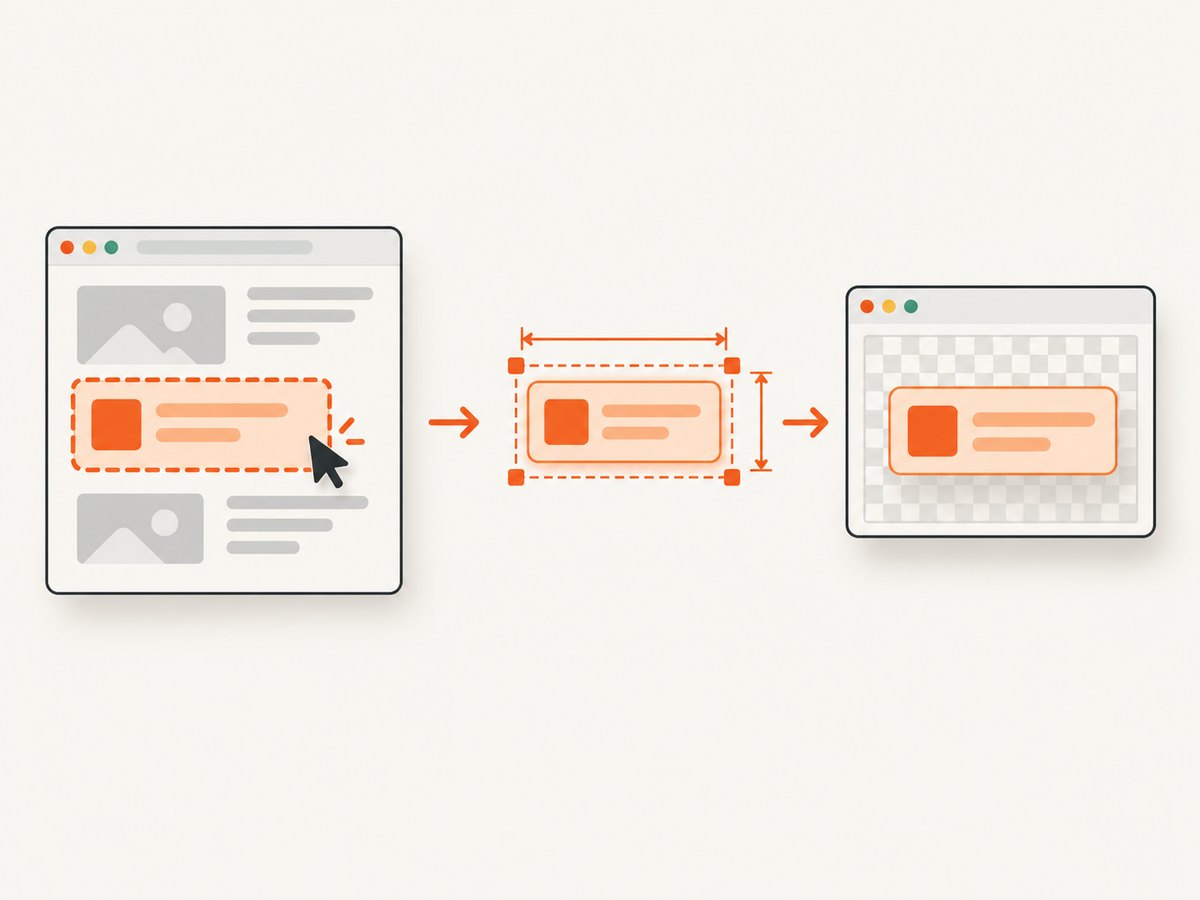 The Puppeteer flow: locate an element, measure its rectangle, then use the geometry for an overlay or clipped capture.