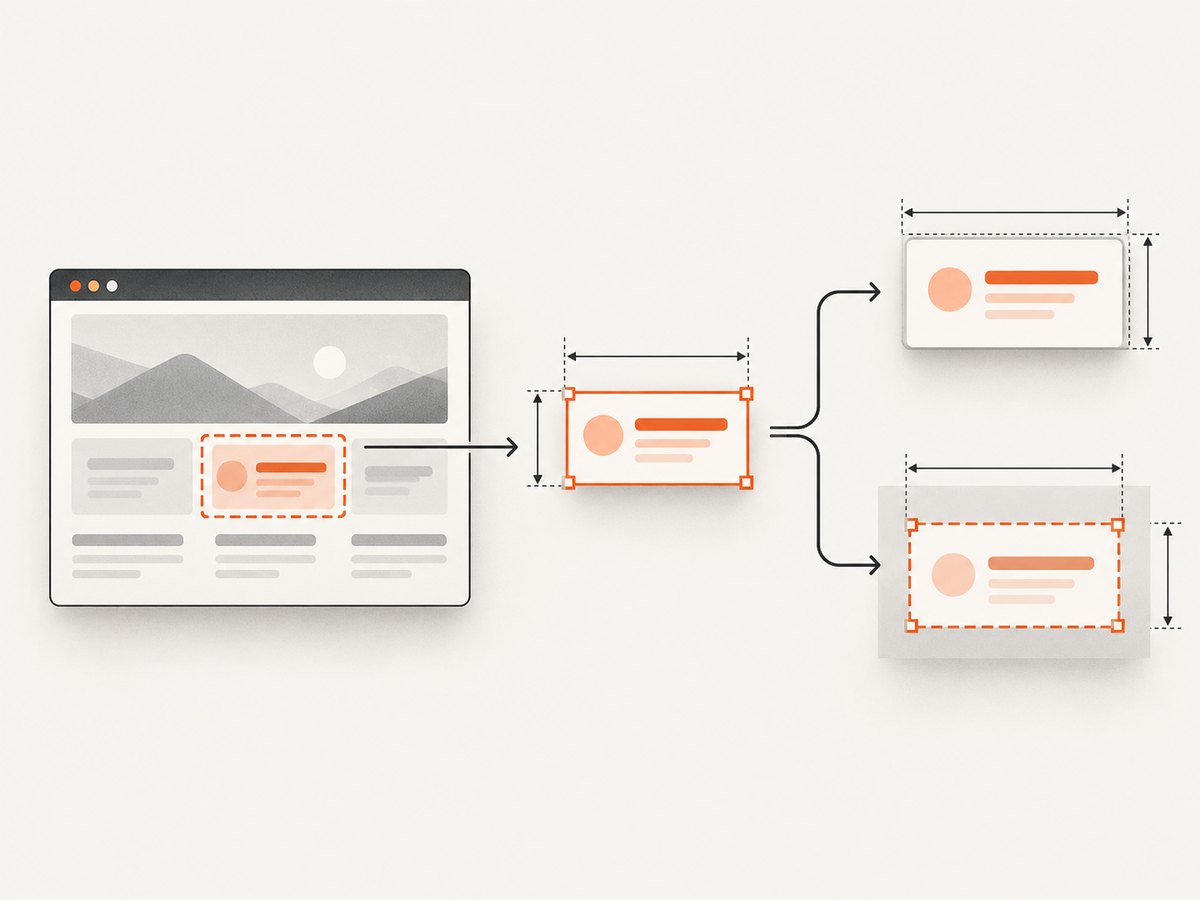 Element bounds, viewport layout, and clip dimensions control different parts of a Puppeteer capture.