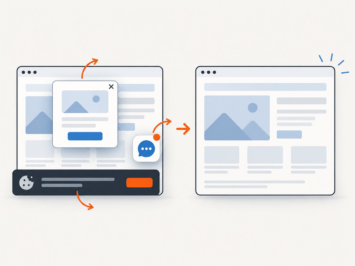 Overlays can be handled before capture so the target content remains visible.