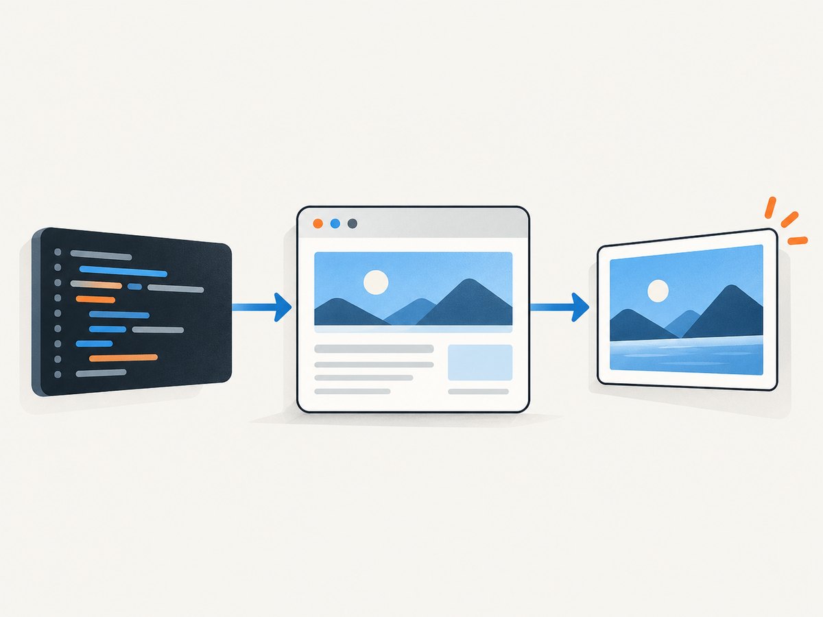 Puppeteer’s standard page APIs handle the usual navigation and screenshot flow.
