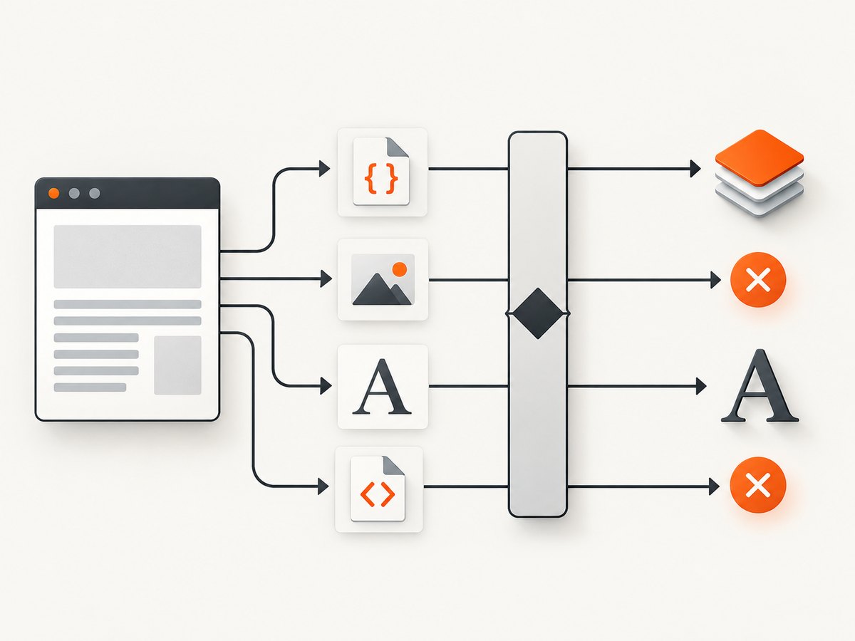 Request interception makes an explicit allow or abort decision for each page request.