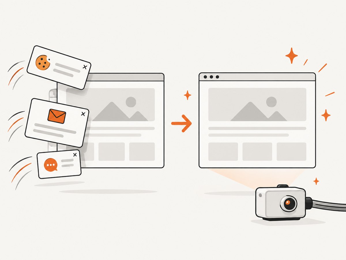 Consent banners and overlays can be removed before an automated capture.