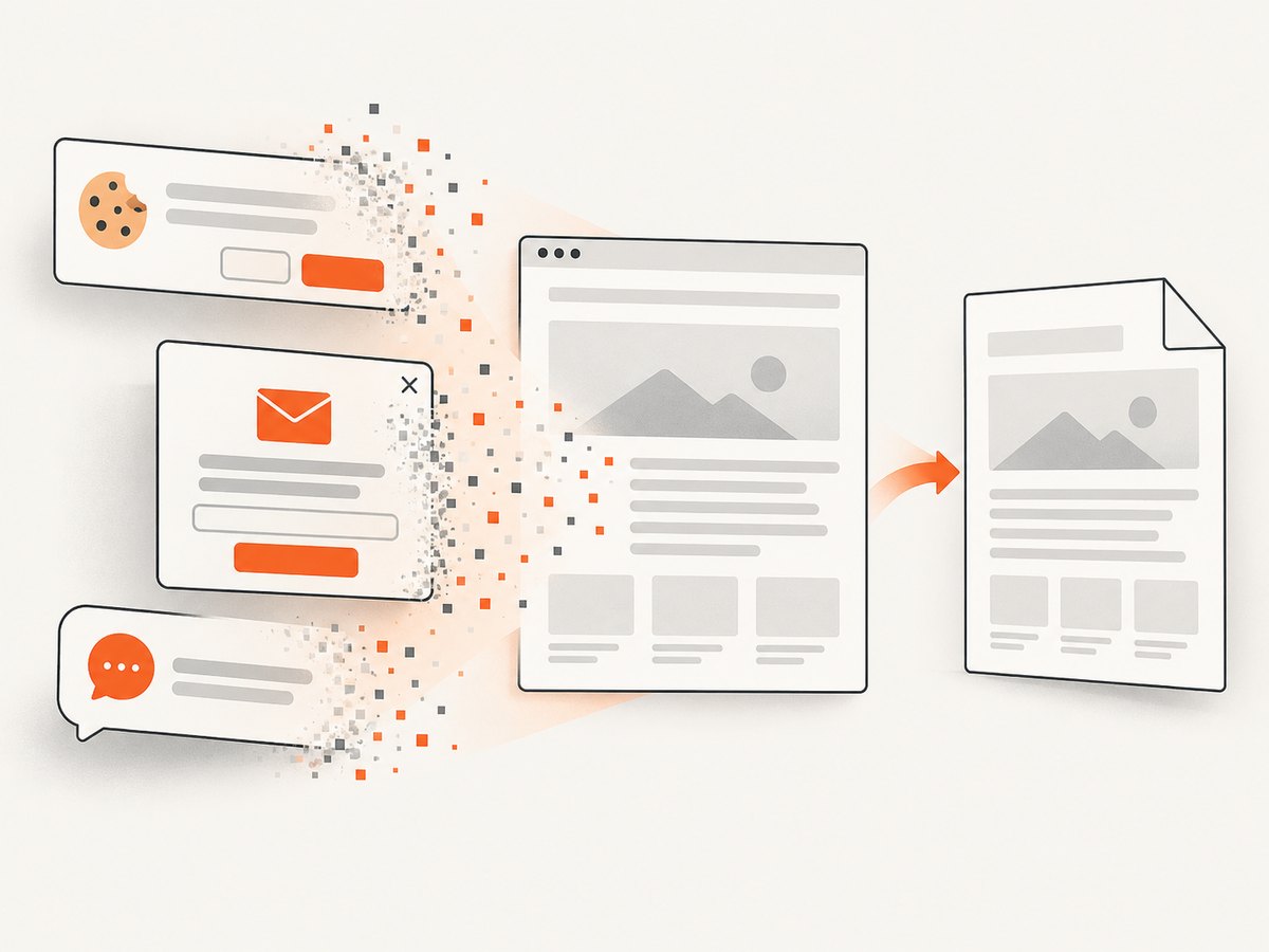 ScreenshotNeo can clear common overlays before capturing a page.
