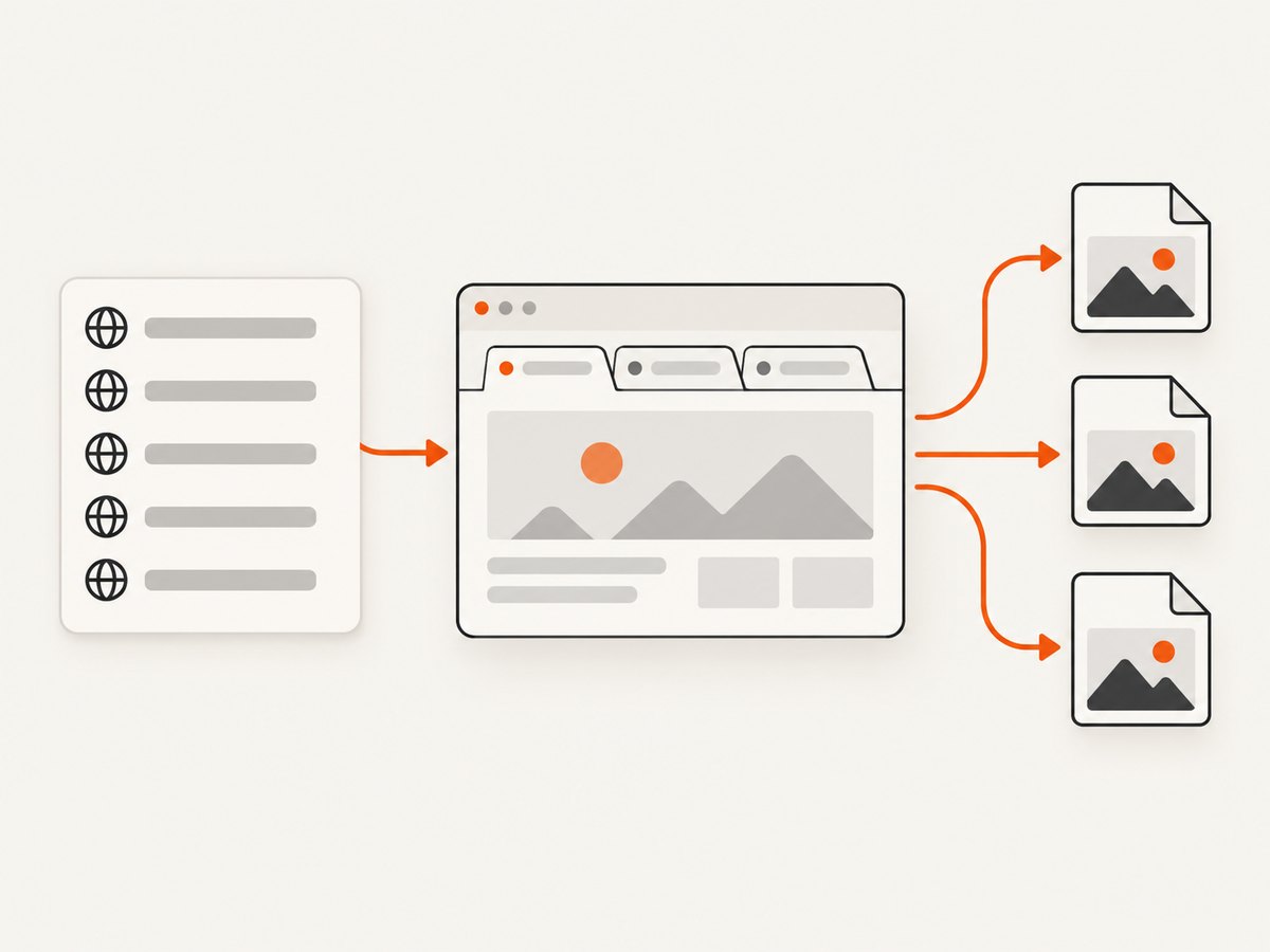 A single browser can process multiple pages and save each capture to its own predictable file.