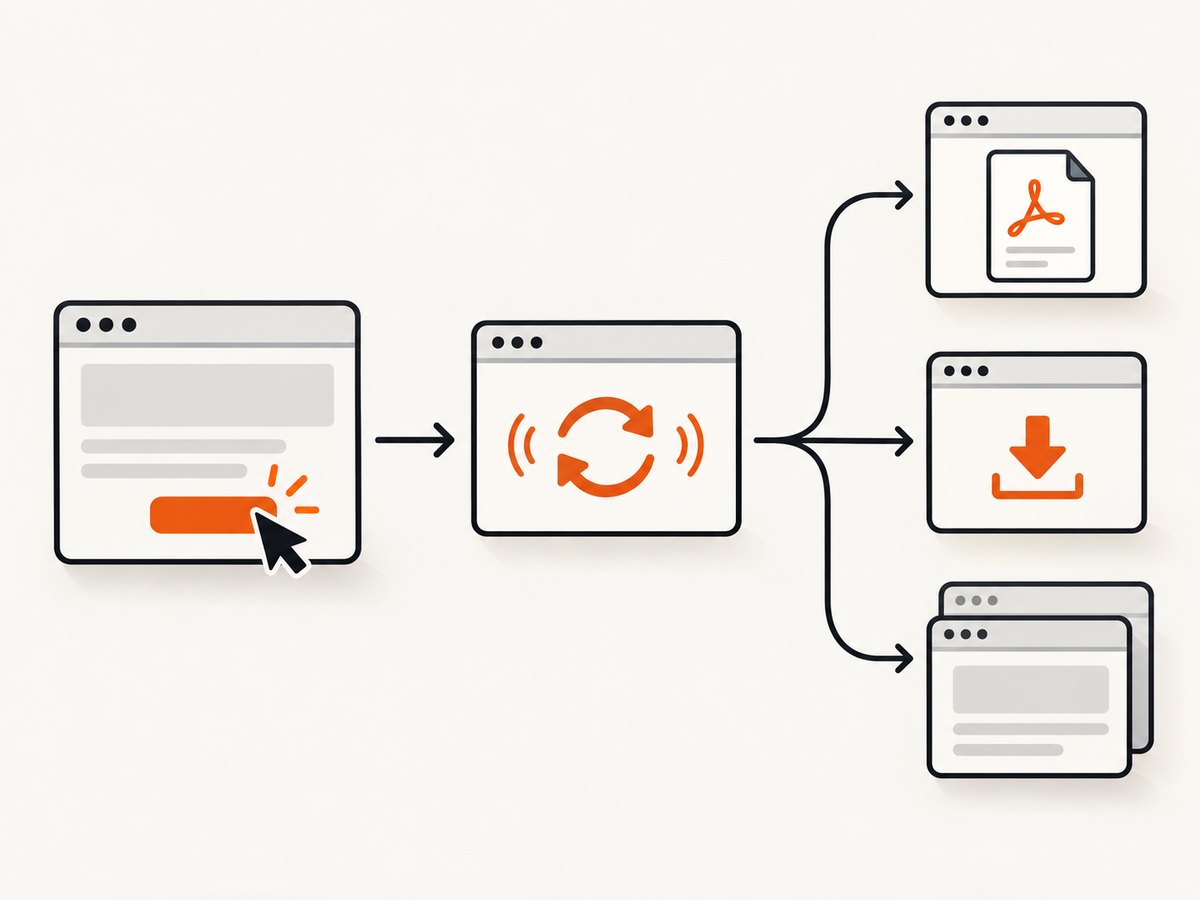 A click can navigate, download a file, or open another target, so synchronize and inspect the result.