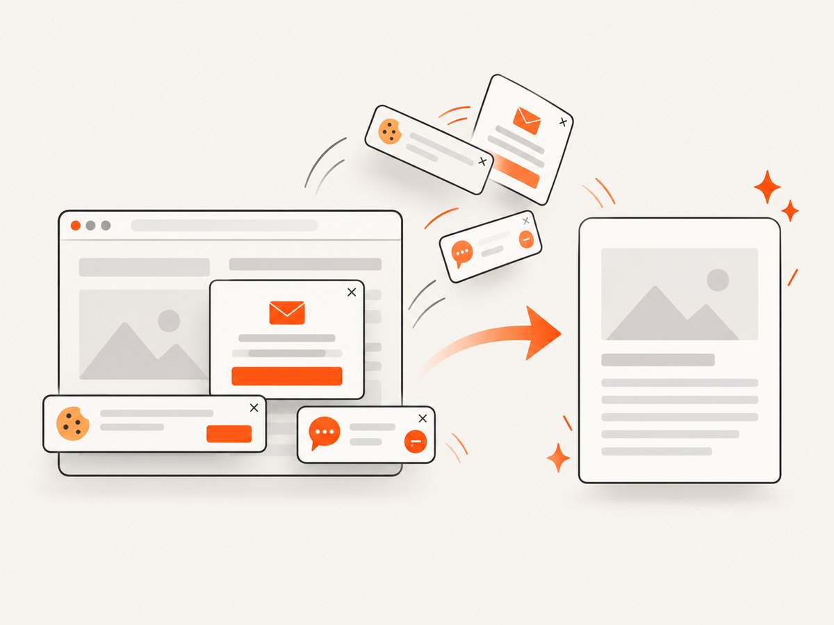 Cleaning overlays before capture keeps the resulting document focused on page content.