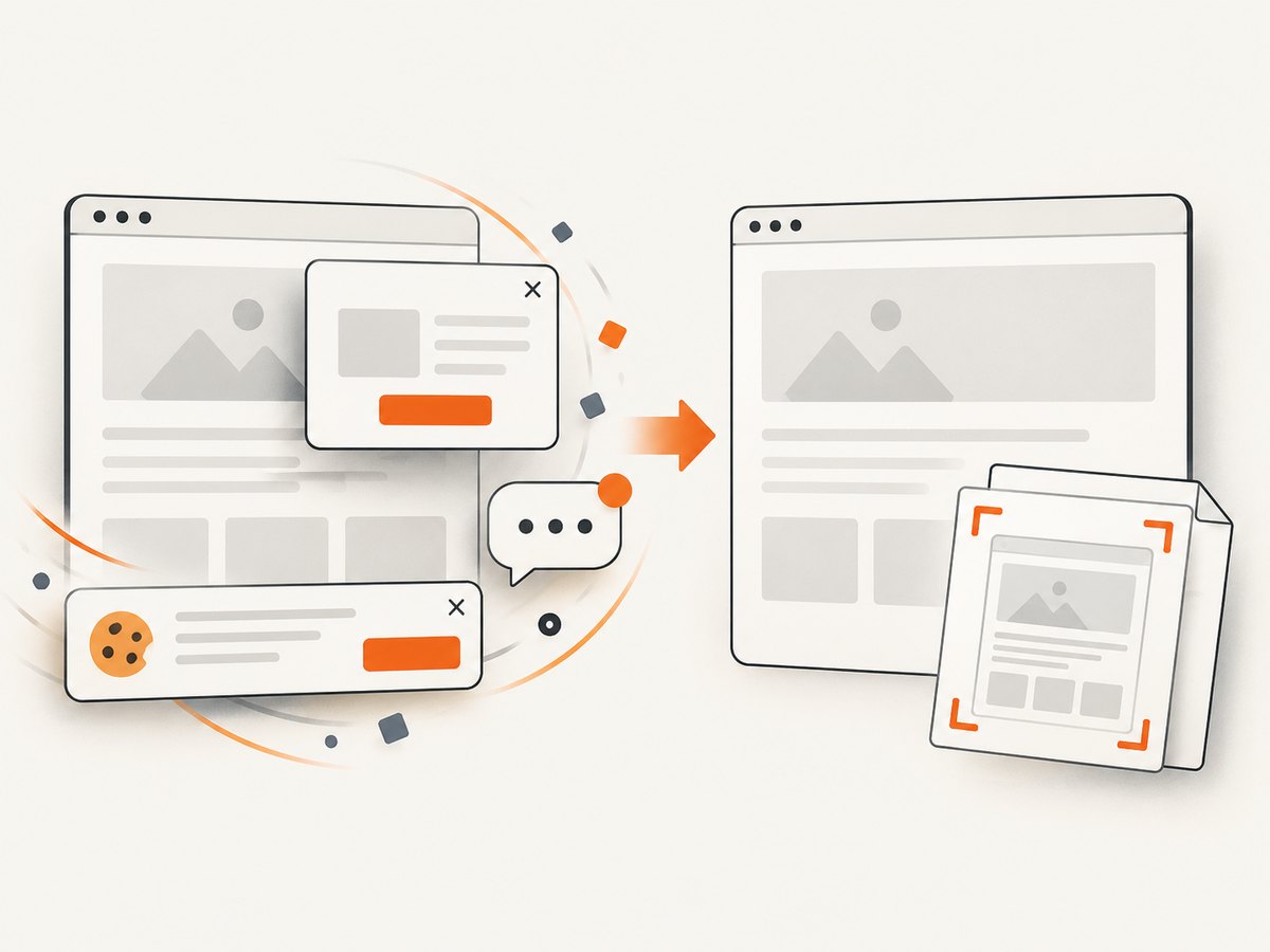 A clean capture removes common overlays before producing the output.