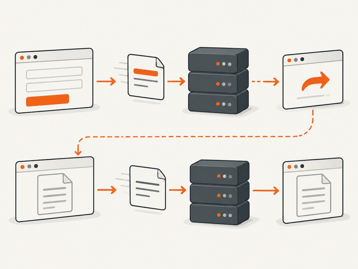 A POST followed by a redirected GET is a network sequence, not necessarily a Puppeteer method change.