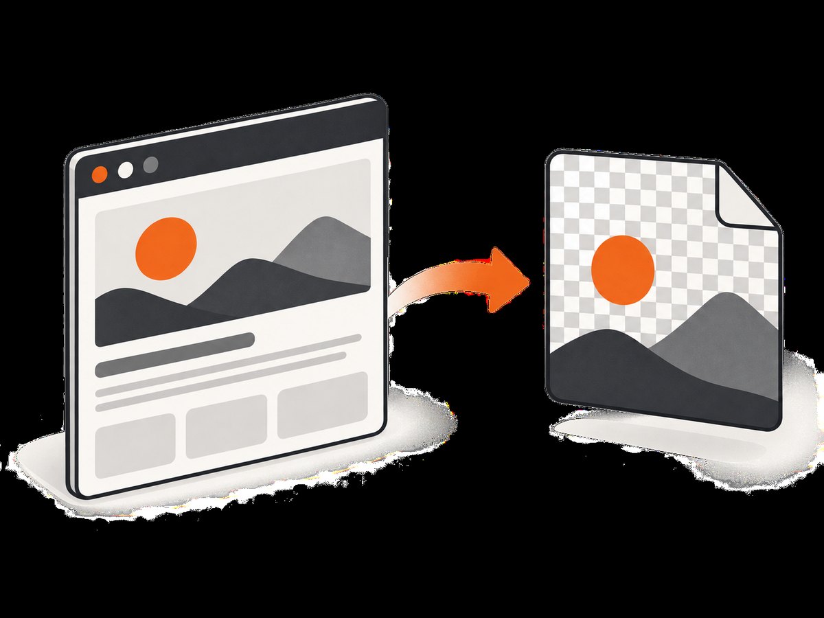 Puppeteer renders the page, omits the default backdrop, and encodes the result as a PNG with transparency.