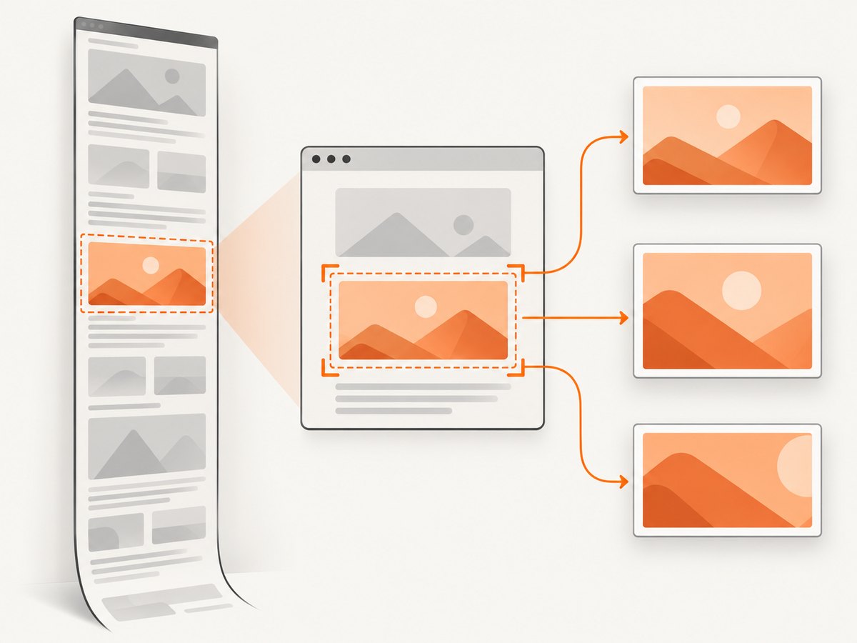 Puppeteer can capture the viewport, the full document, a clipped region, or one element.