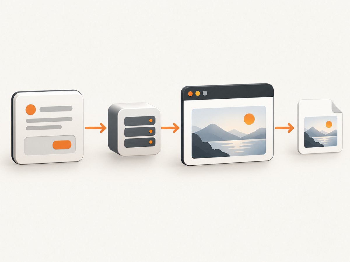 MCP provides the tool boundary between an AI client, Puppeteer browser actions, and the screenshot artifact.